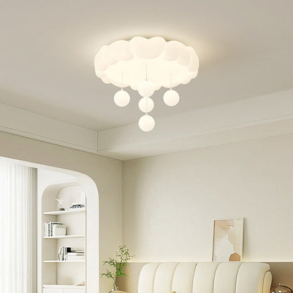 Modern Art Deco Kids Iron PE Heart-Shaped Round LED Flush Mount Ceiling Light For Bedroom