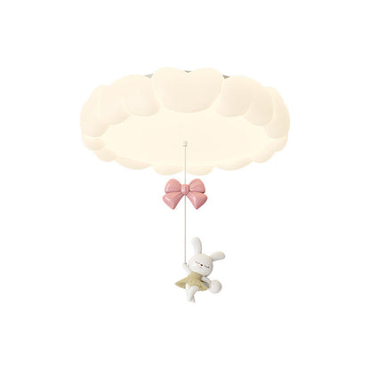Modern Art Deco Kids Iron PE Heart-Shaped Round LED Flush Mount Ceiling Light For Bedroom