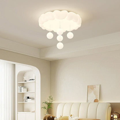 Modern Art Deco Kids Iron PE Heart-Shaped Round LED Flush Mount Ceiling Light For Bedroom