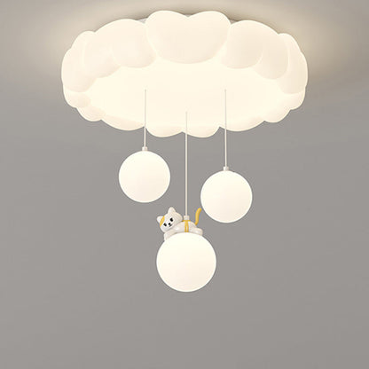 Modern Art Deco Kids Iron PE Heart-Shaped Round LED Flush Mount Ceiling Light For Bedroom