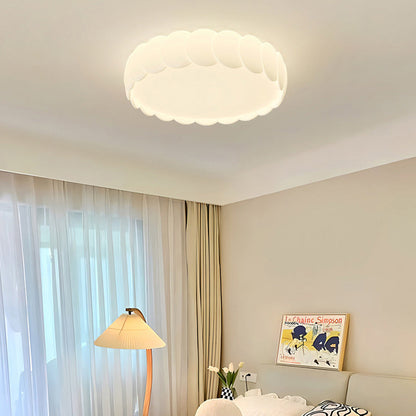 Modern Minimalist Iron PE Wavy Round LED Flush Mount Ceiling Light For Bedroom
