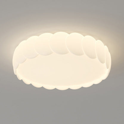 Modern Minimalist Iron PE Wavy Round LED Flush Mount Ceiling Light For Bedroom