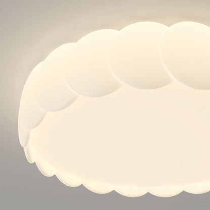 Modern Minimalist Iron PE Wavy Round LED Flush Mount Ceiling Light For Bedroom