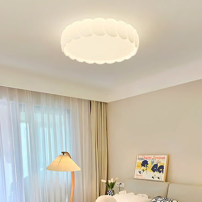 Modern Minimalist Iron PE Wavy Round LED Flush Mount Ceiling Light For Bedroom