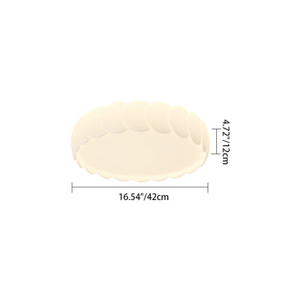 Modern Minimalist Iron PE Wavy Round LED Flush Mount Ceiling Light For Bedroom