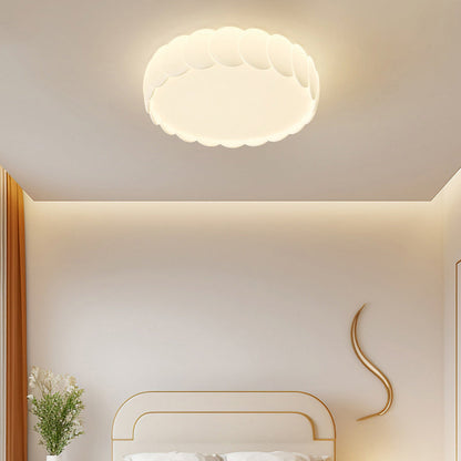 Modern Minimalist Iron PE Wavy Round LED Flush Mount Ceiling Light For Bedroom