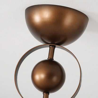 Traditional Chinese Acrylic Iron Scaled Round LED Semi-Flush Mount Ceiling Light For Bedroom