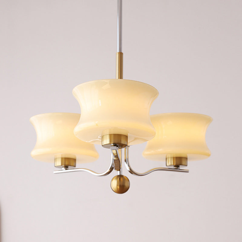 Traditional Vintage Glass Iron Curved Branch Round 3/5-Light Chandelier For Bedroom & Living Room