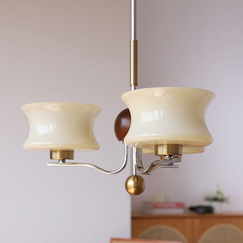 Traditional Vintage Glass Iron Curved Branch Round 3/5-Light Chandelier For Bedroom & Living Room