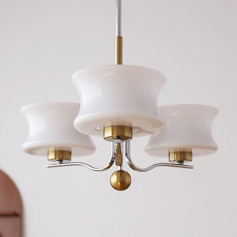 Traditional Vintage Glass Iron Curved Branch Round 3/5-Light Chandelier For Bedroom & Living Room