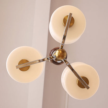 Traditional Vintage Glass Iron Curved Branch Round 3/5-Light Chandelier For Bedroom & Living Room