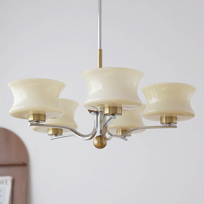 Traditional Vintage Glass Iron Curved Branch Round 3/5-Light Chandelier For Bedroom & Living Room