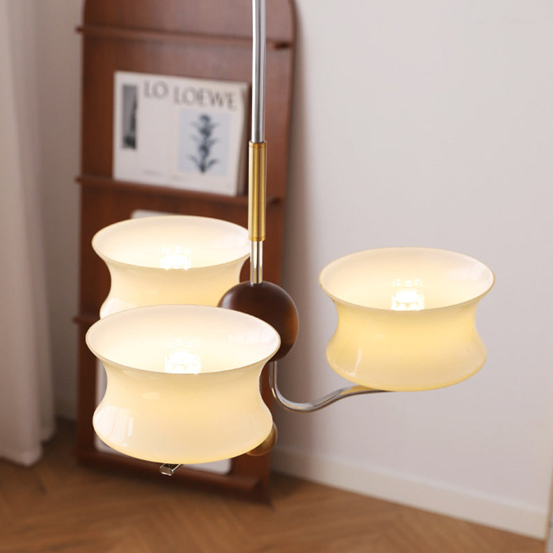 Traditional Vintage Glass Iron Curved Branch Round 3/5-Light Chandelier For Bedroom & Living Room