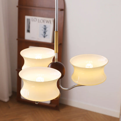 Traditional Vintage Glass Iron Curved Branch Round 3/5-Light Chandelier For Bedroom & Living Room