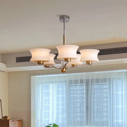 Traditional Vintage Glass Iron Curved Branch Round 3/5-Light Chandelier For Bedroom & Living Room
