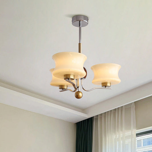 Traditional Vintage Glass Iron Curved Branch Round 3/5-Light Chandelier For Bedroom & Living Room