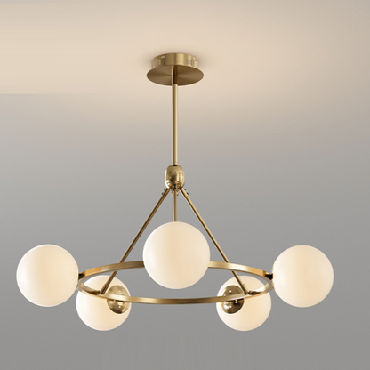 Contemporary Scandinavian Glass & Iron Globe Round 5/6/8-Light Chandelier For Bedroom & Living Room