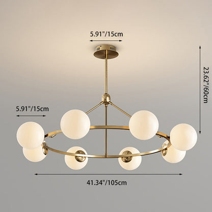 Contemporary Scandinavian Glass & Iron Globe Round 5/6/8-Light Chandelier For Bedroom & Living Room