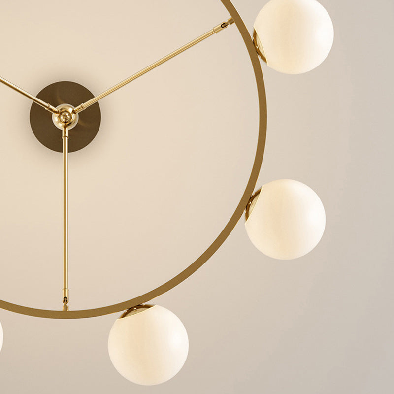 Contemporary Scandinavian Glass & Iron Globe Round 5/6/8-Light Chandelier For Bedroom & Living Room