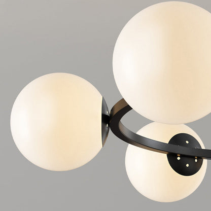 Contemporary Scandinavian Glass & Iron Globe Round 5/6/8-Light Chandelier For Bedroom & Living Room
