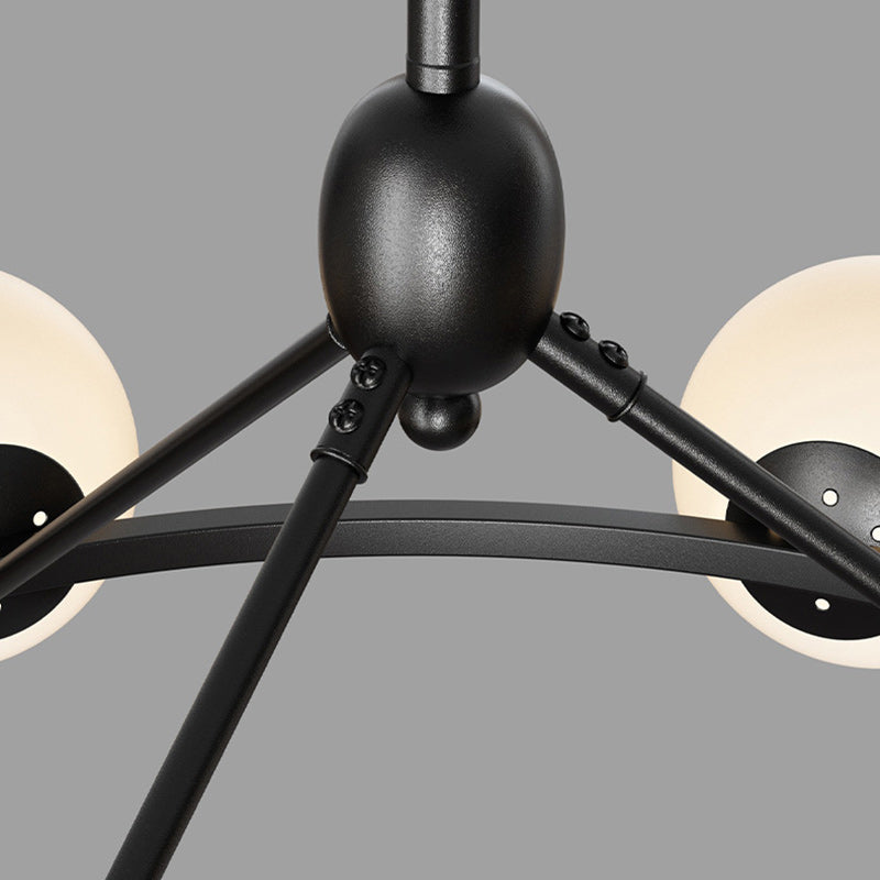 Contemporary Scandinavian Glass & Iron Globe Round 5/6/8-Light Chandelier For Bedroom & Living Room