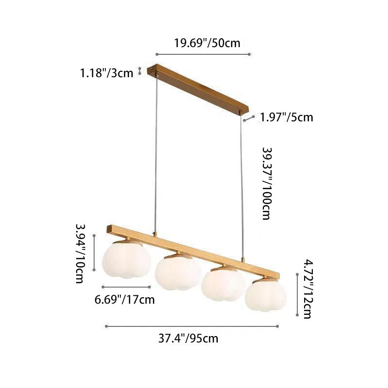 Contemporary Scandinavian PE Iron Branch Pumpkin-Shaped 4/5/8-Light Chandelier Island Light For Dining Room