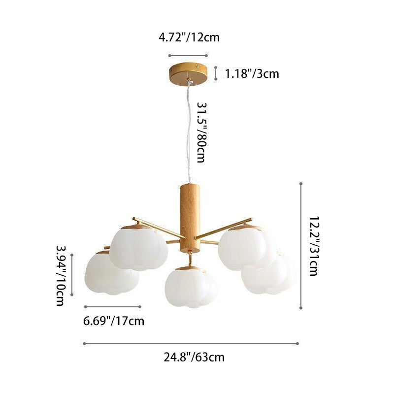 Contemporary Scandinavian PE Iron Branch Pumpkin-Shaped 4/5/8-Light Chandelier Island Light For Dining Room