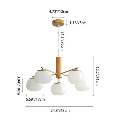 Contemporary Scandinavian PE Iron Branch Pumpkin-Shaped 4/5/8-Light Chandelier Island Light For Dining Room