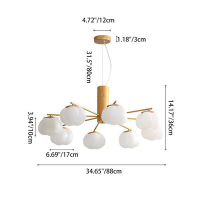 Contemporary Scandinavian PE Iron Branch Pumpkin-Shaped 4/5/8-Light Chandelier Island Light For Dining Room
