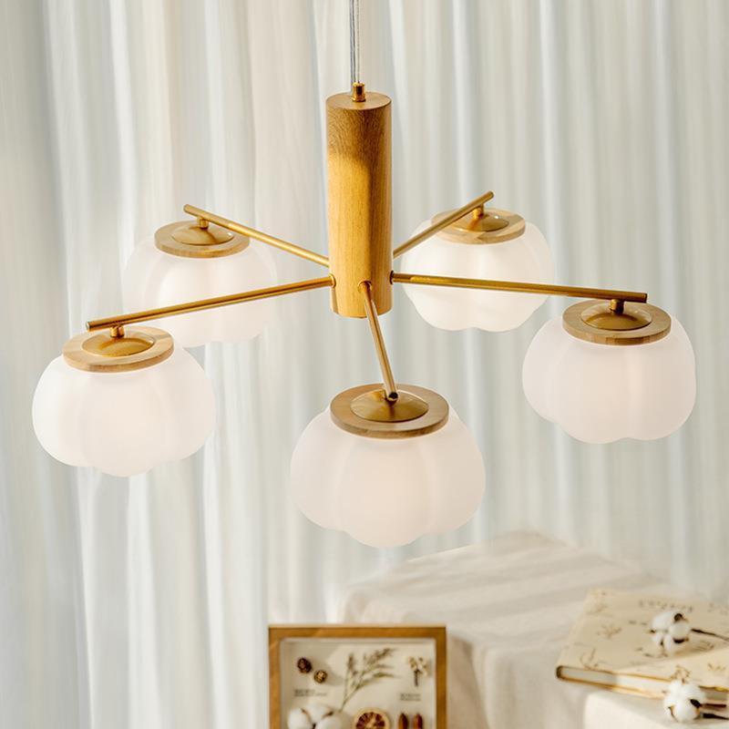 Contemporary Scandinavian PE Iron Branch Pumpkin-Shaped 4/5/8-Light Chandelier Island Light For Dining Room