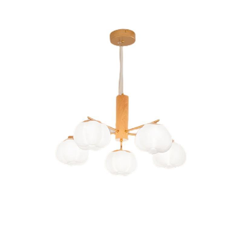 Contemporary Scandinavian PE Iron Branch Pumpkin-Shaped 4/5/8-Light Chandelier Island Light For Dining Room