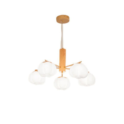 Contemporary Scandinavian PE Iron Branch Pumpkin-Shaped 4/5/8-Light Chandelier Island Light For Dining Room