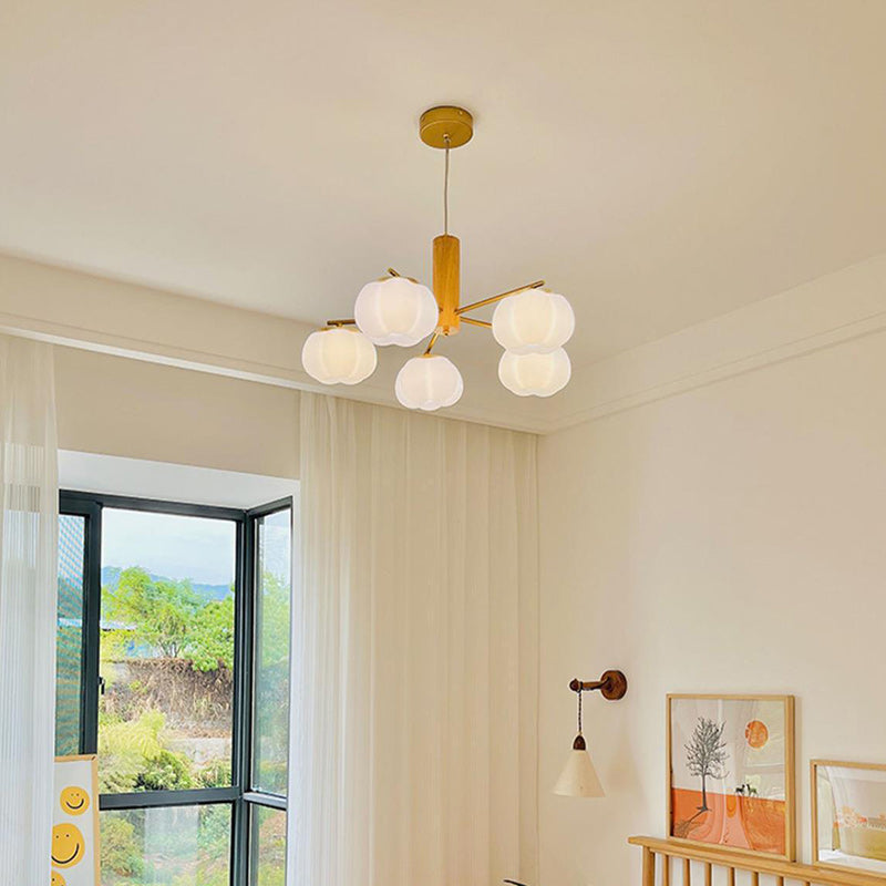 Contemporary Scandinavian PE Iron Branch Pumpkin-Shaped 4/5/8-Light Chandelier Island Light For Dining Room