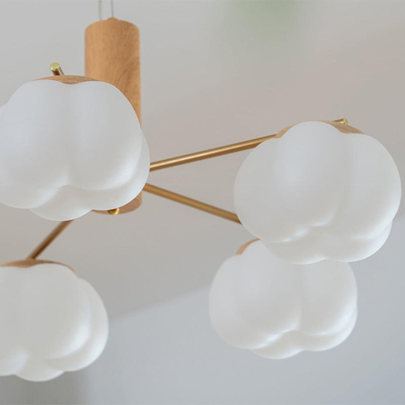 Contemporary Scandinavian PE Iron Branch Pumpkin-Shaped 4/5/8-Light Chandelier Island Light For Dining Room