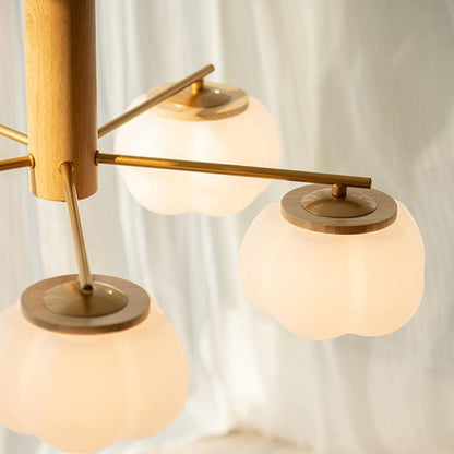 Contemporary Scandinavian PE Iron Branch Pumpkin-Shaped 4/5/8-Light Chandelier Island Light For Dining Room