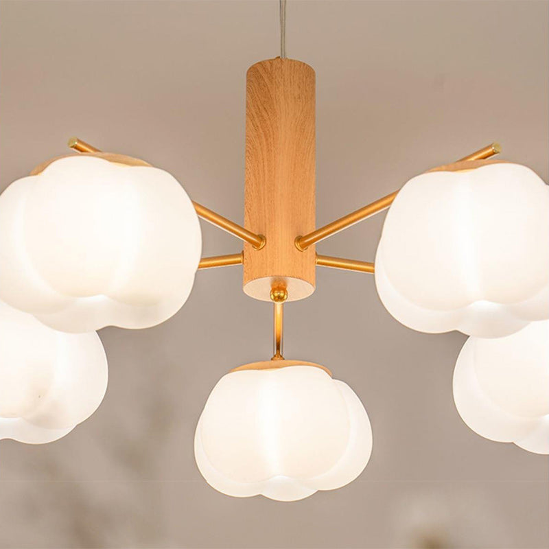 Contemporary Scandinavian PE Iron Branch Pumpkin-Shaped 4/5/8-Light Chandelier Island Light For Dining Room