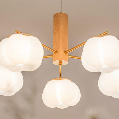 Contemporary Scandinavian PE Iron Branch Pumpkin-Shaped 4/5/8-Light Chandelier Island Light For Dining Room