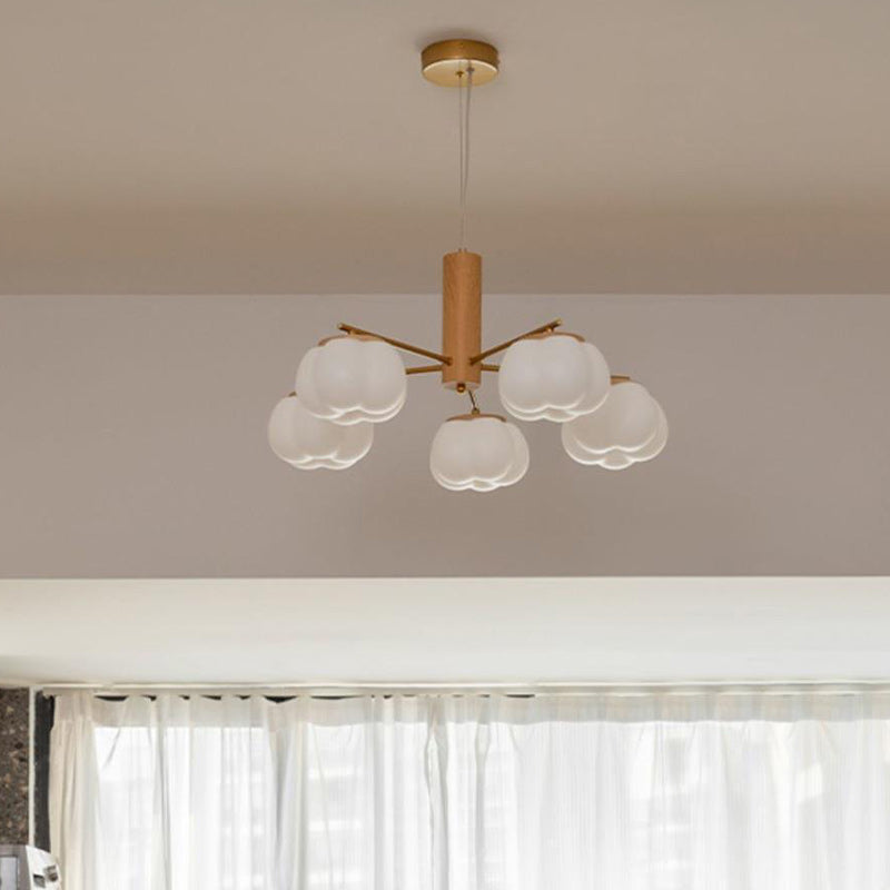Contemporary Scandinavian PE Iron Branch Pumpkin-Shaped 4/5/8-Light Chandelier Island Light For Dining Room
