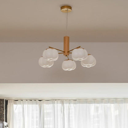 Contemporary Scandinavian PE Iron Branch Pumpkin-Shaped 4/5/8-Light Chandelier Island Light For Dining Room