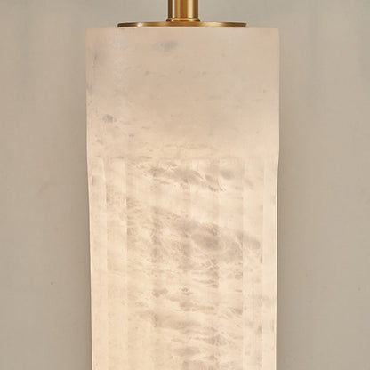 Traditional Chinese Alabaster Brass Fabric Umbrella-Shaped 1-Light Table Lamp For Bedroom
