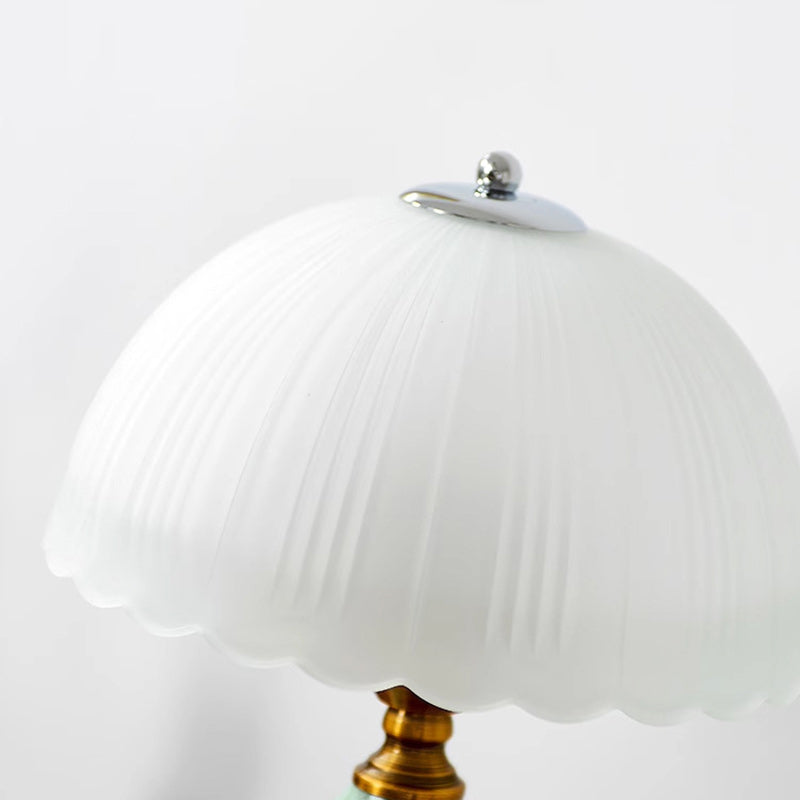 Traditional Vintage Ceramic Glass Metal Teardrop Half-Dome 1-Light Table Lamp For Bedroom