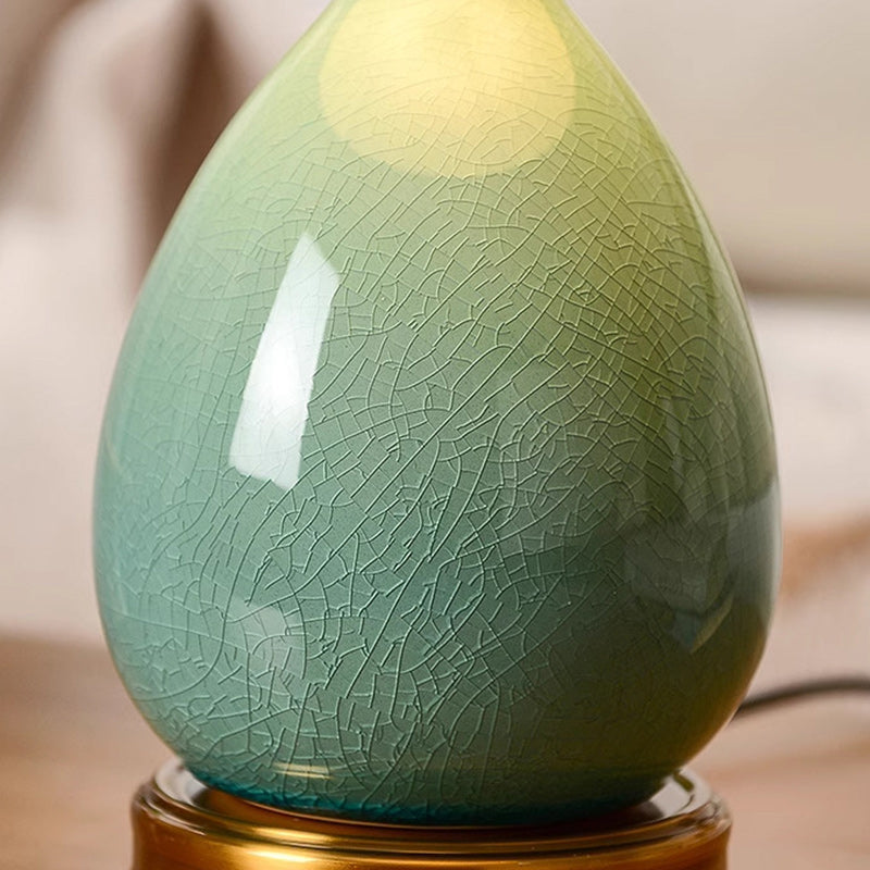 Traditional Vintage Ceramic Glass Metal Teardrop Half-Dome 1-Light Table Lamp For Bedroom