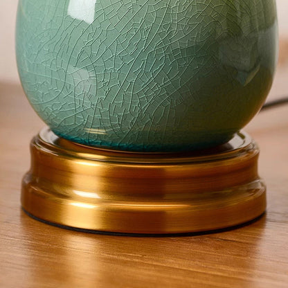Traditional Vintage Ceramic Glass Metal Teardrop Half-Dome 1-Light Table Lamp For Bedroom