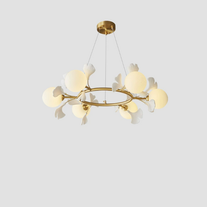 Contemporary Creative Glass Copper Leaf Globe 6/8/10 Lights Chandelier For Living Room