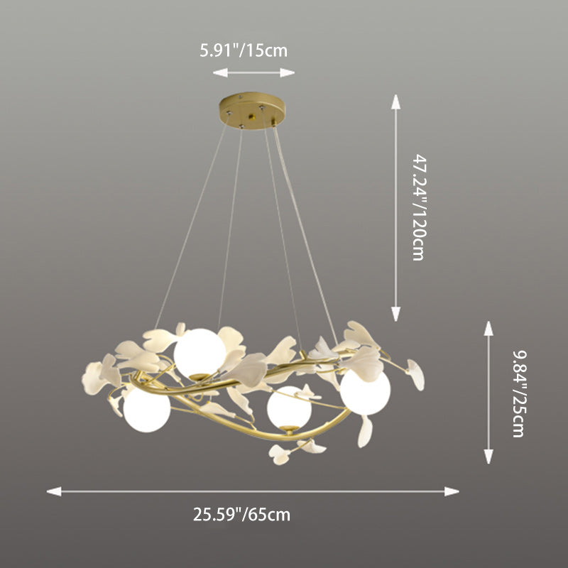 Contemporary Creative Glass Iron Curved Petal Globe 4/6/8 Lights Chandelier For Living Room