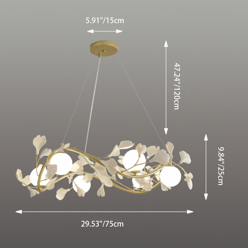 Contemporary Creative Glass Iron Curved Petal Globe 4/6/8 Lights Chandelier For Living Room