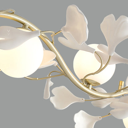 Contemporary Creative Glass Iron Curved Petal Globe 4/6/8 Lights Chandelier For Living Room