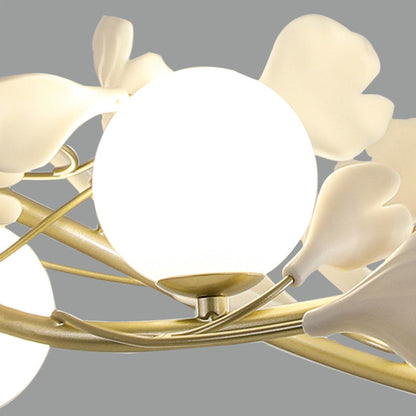 Contemporary Creative Glass Iron Curved Petal Globe 4/6/8 Lights Chandelier For Living Room