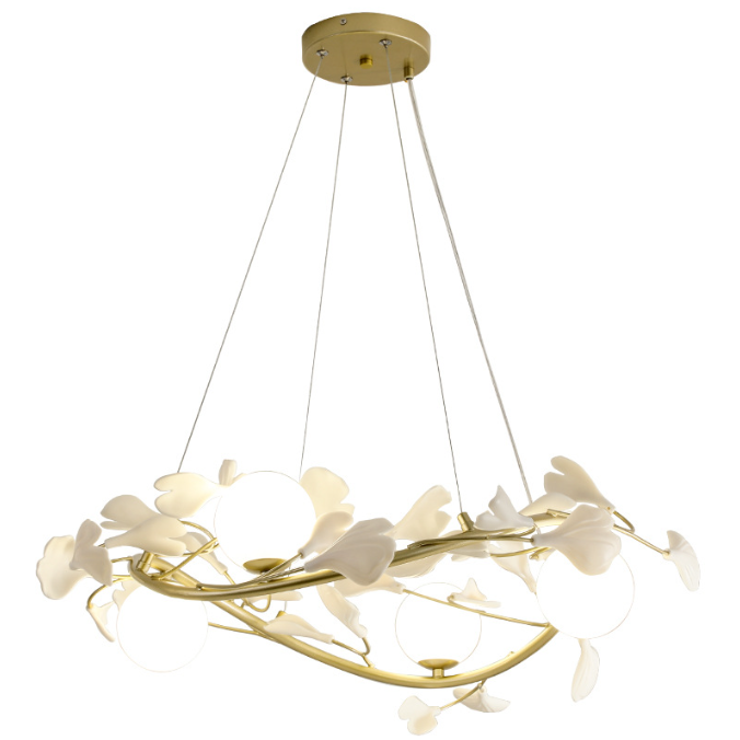 Contemporary Creative Glass Iron Curved Petal Globe 4/6/8 Lights Chandelier For Living Room