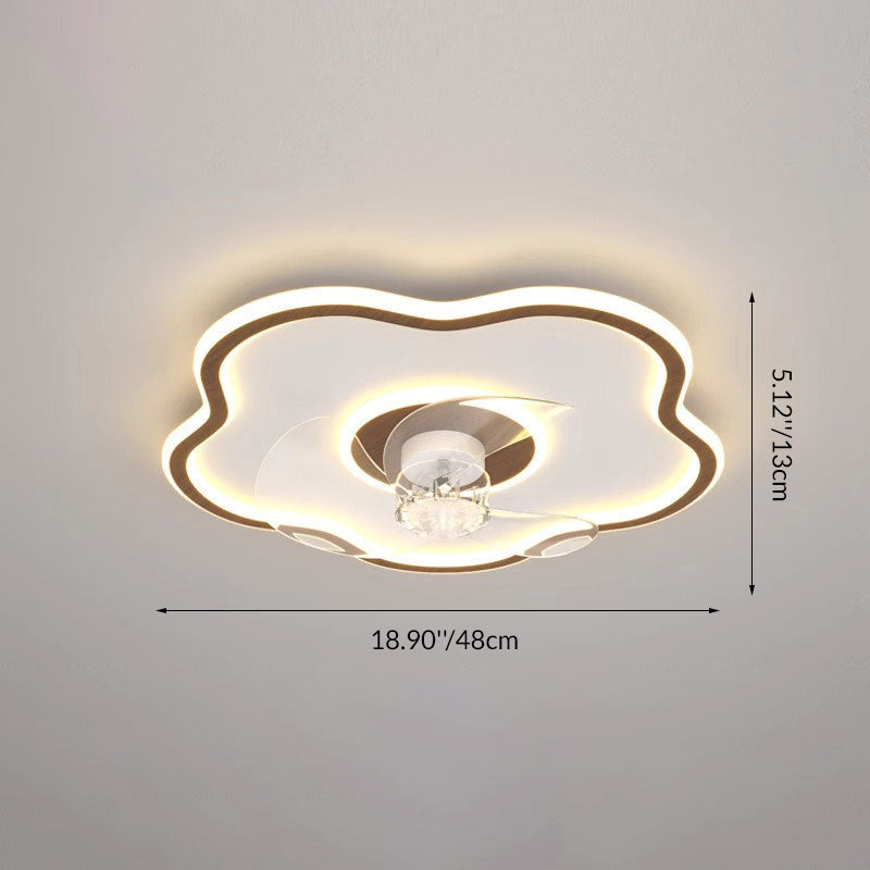 Contemporary Scandinavian Acrylic Iron Aluminum Cloud Floral LED Flush Mount Ceiling Fan Light For Bedroom